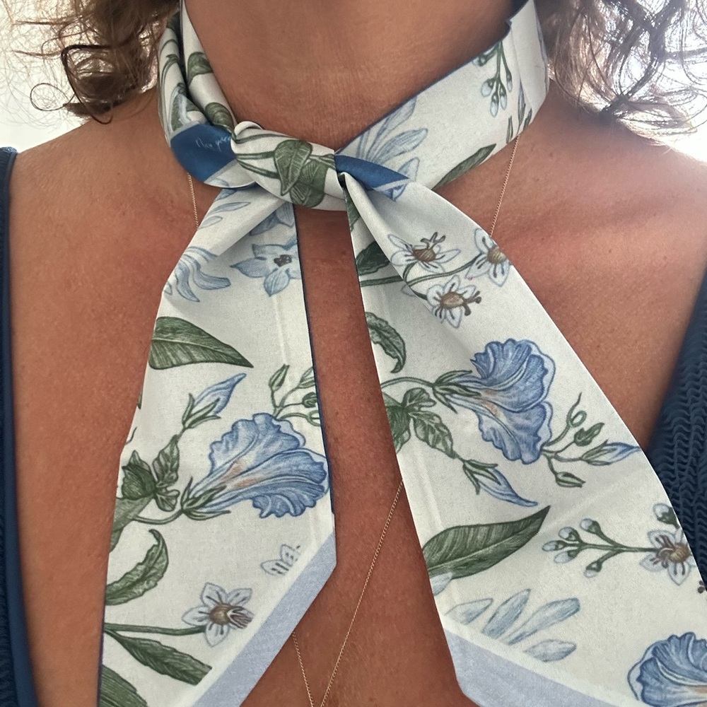 Floral Blue and White Scarf